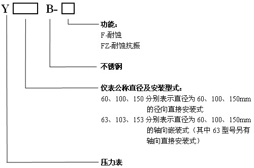 Y-60BF不銹鋼壓力表