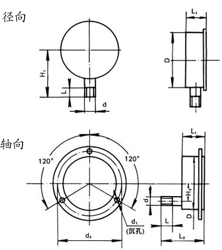 Y-60BF不銹鋼壓力表